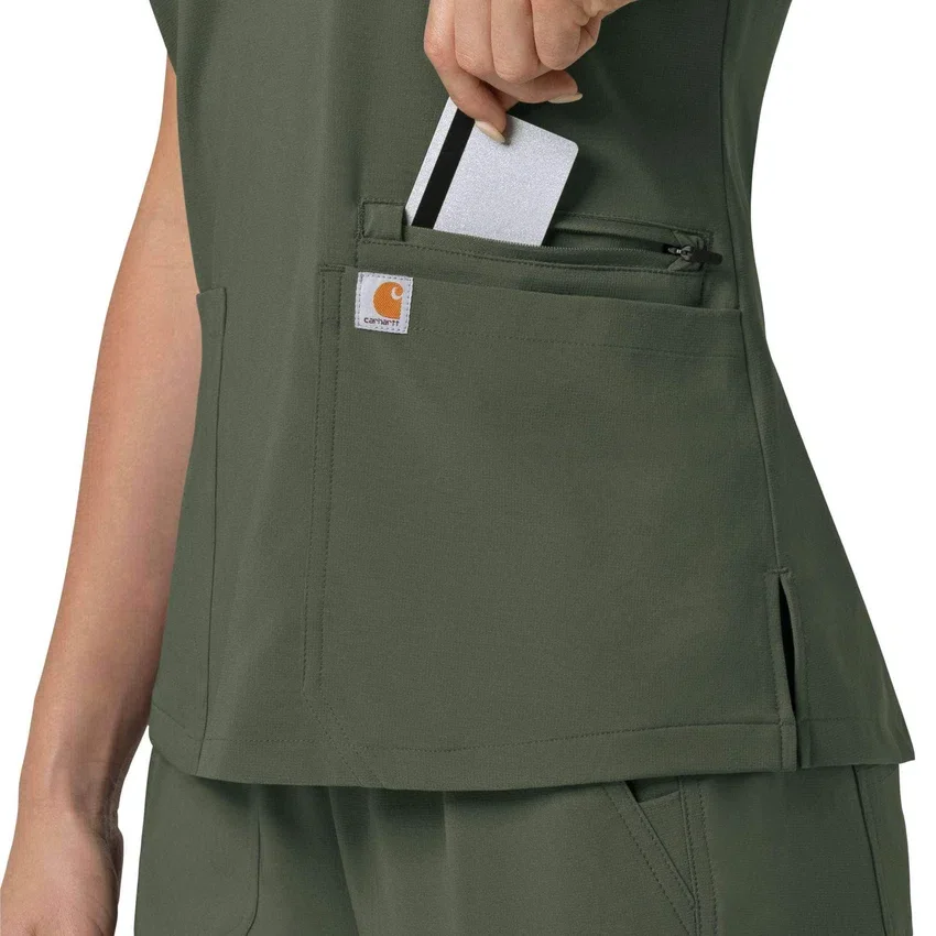 Force Cross-Flex V-hals-scrubbluse til kvinder med flexpaneler