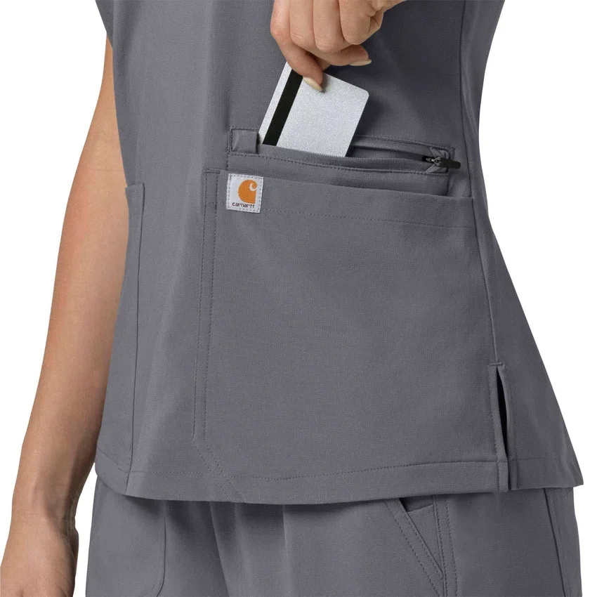 Force Cross-Flex V-hals-scrubbluse til kvinder med flexpaneler