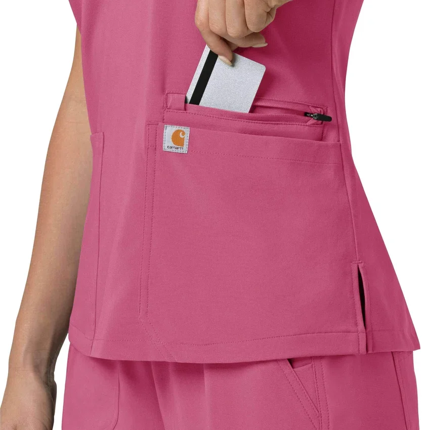 Force Cross-Flex V-hals-scrubbluse til kvinder med flexpaneler