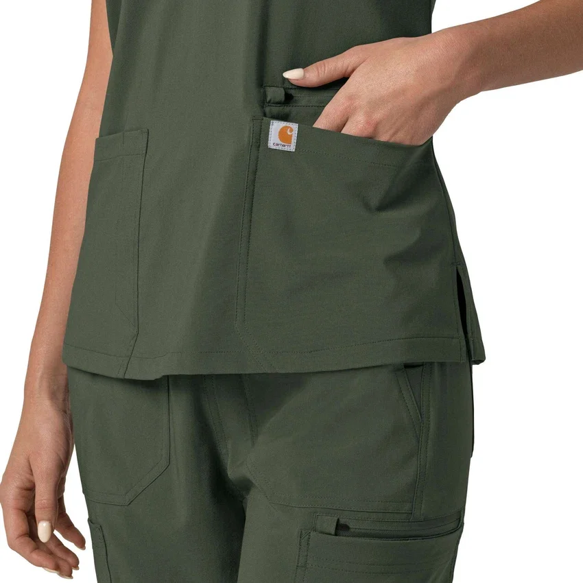 Force Cross-Flex V-hals-scrubbluse til kvinder med flexpaneler