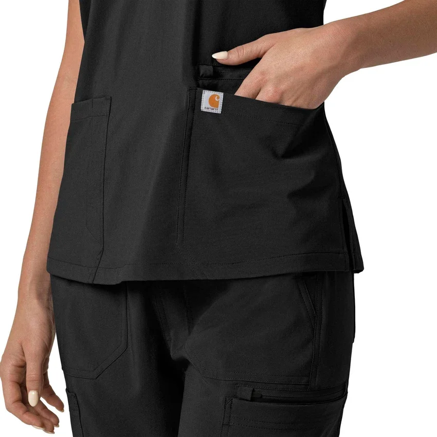 Force Cross-Flex V-hals-scrubbluse til kvinder med flexpaneler