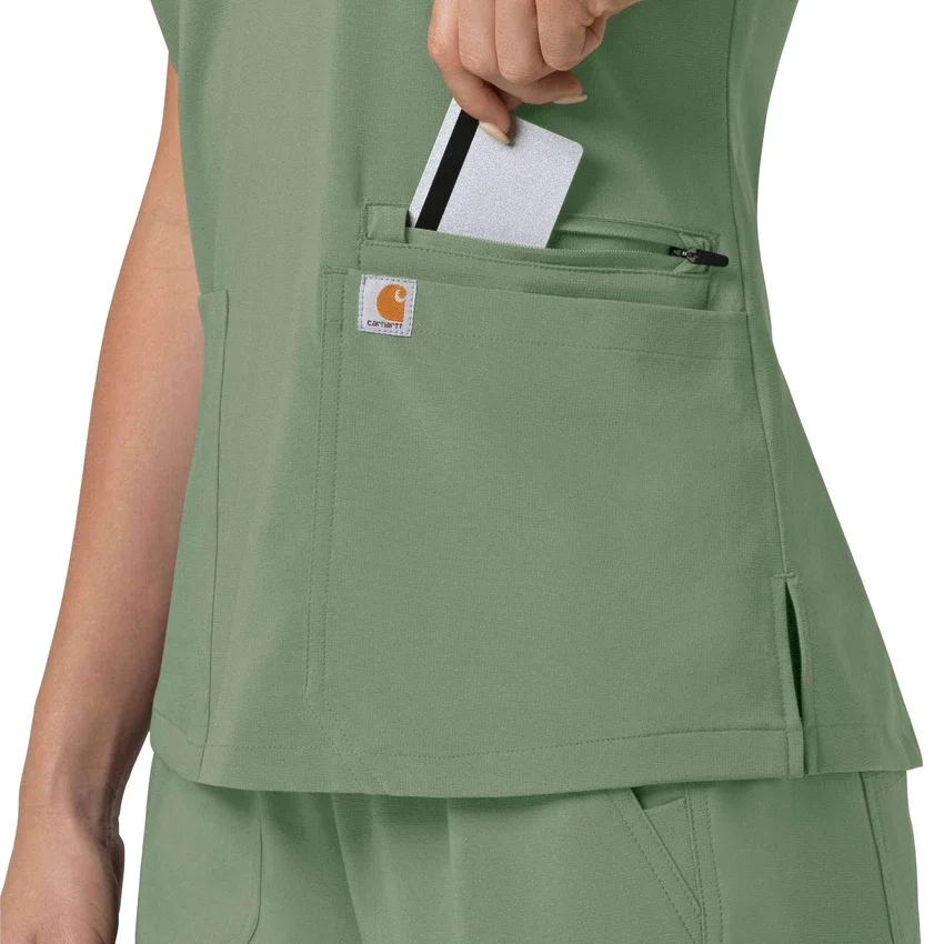 Force Cross-Flex V-hals-scrubbluse til kvinder med flexpaneler