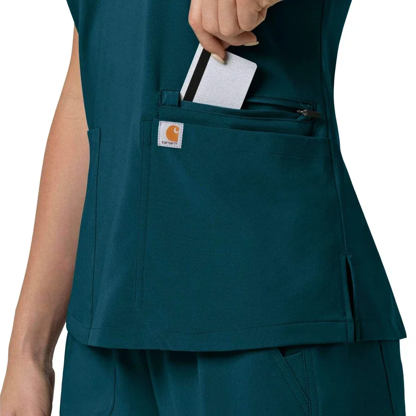 Force Cross-Flex V-hals-scrubbluse til kvinder med flexpaneler