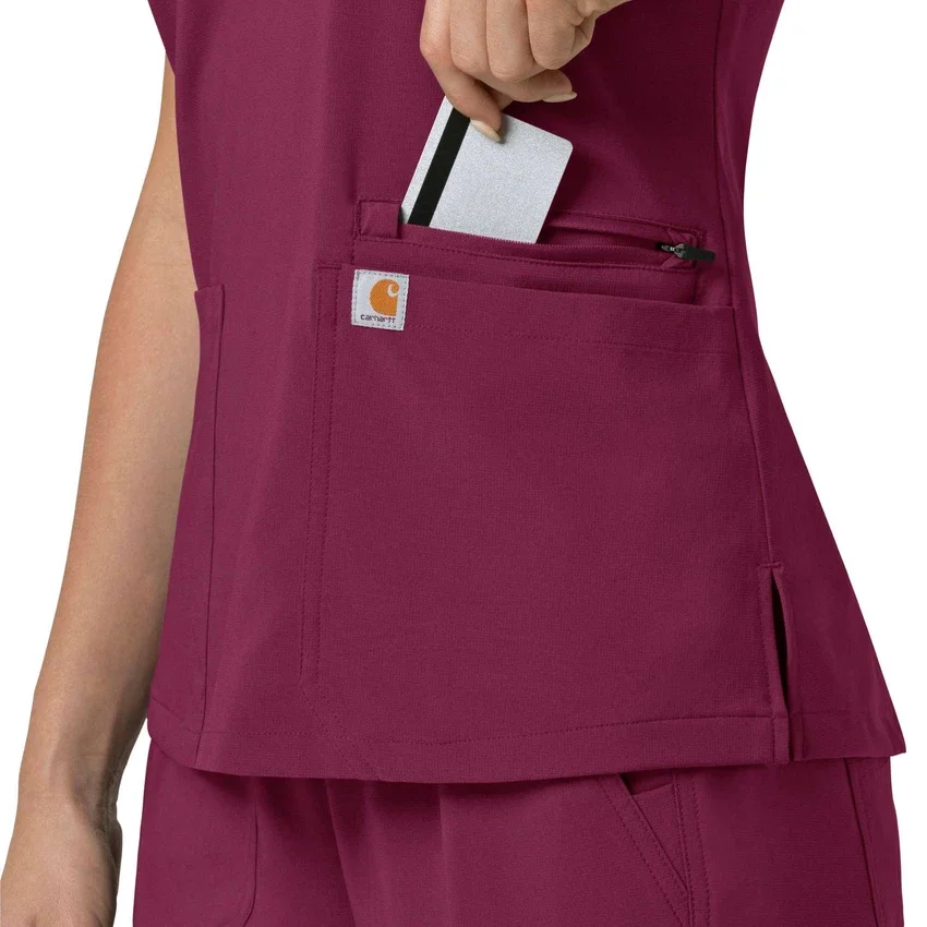 Force Cross-Flex V-hals-scrubbluse til kvinder med flexpaneler