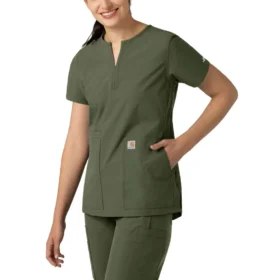 Force Essentials-tunika-scrubbluse til kvinder med udskæring