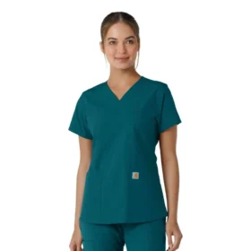 Force Essentials V-hals strikpanelet-scrubbluse til kvinder