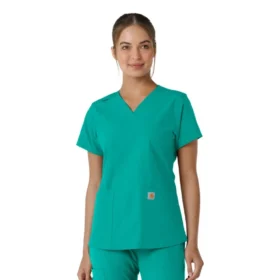 Force Essentials V-hals strikpanelet-scrubbluse til kvinder