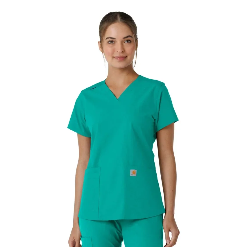 Force Essentials V-hals strikpanelet-scrubbluse til kvinder