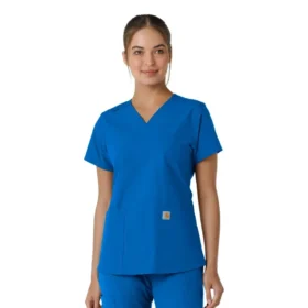 Force Essentials V-hals strikpanelet-scrubbluse til kvinder