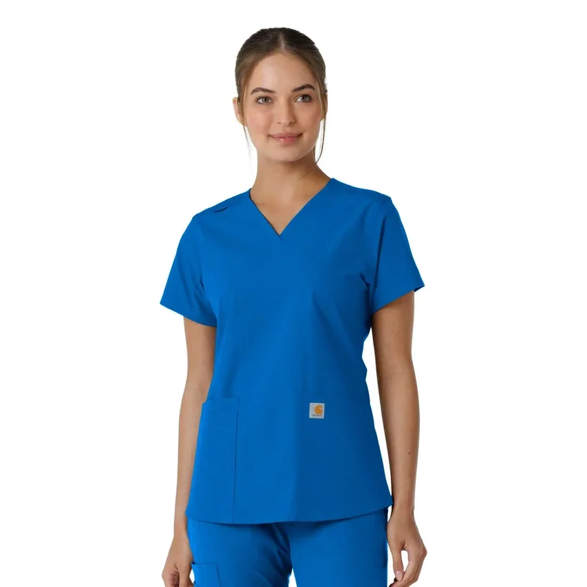 Force Essentials V-hals strikpanelet-scrubbluse til kvinder