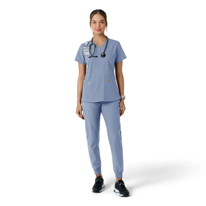 Force Essentials V-hals strikpanelet-scrubbluse til kvinder