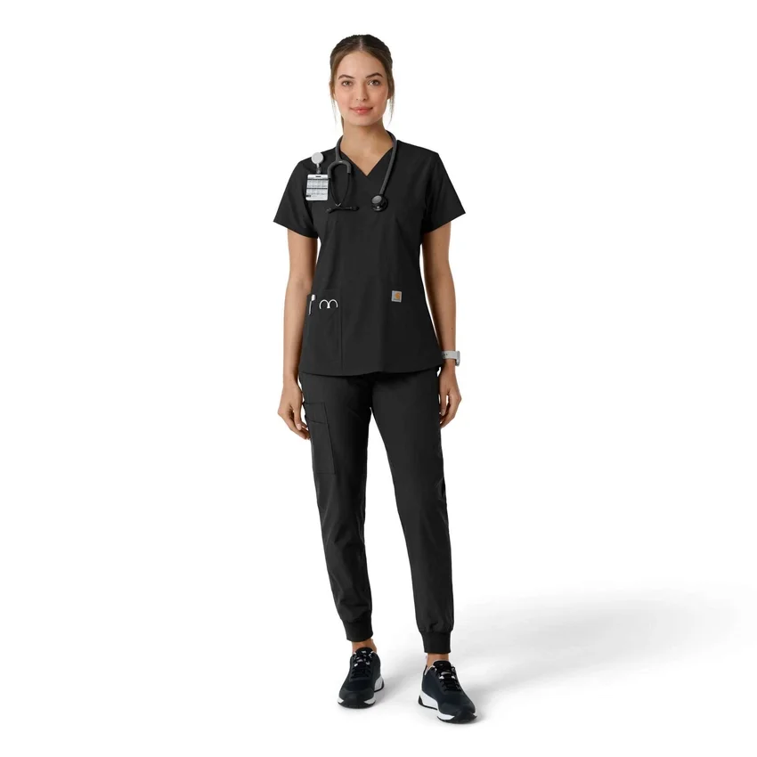 Force Essentials V-hals strikpanelet-scrubbluse til kvinder