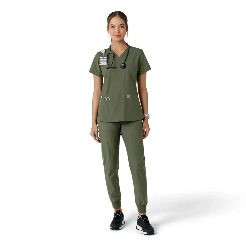 Force Essentials V-hals strikpanelet-scrubbluse til kvinder
