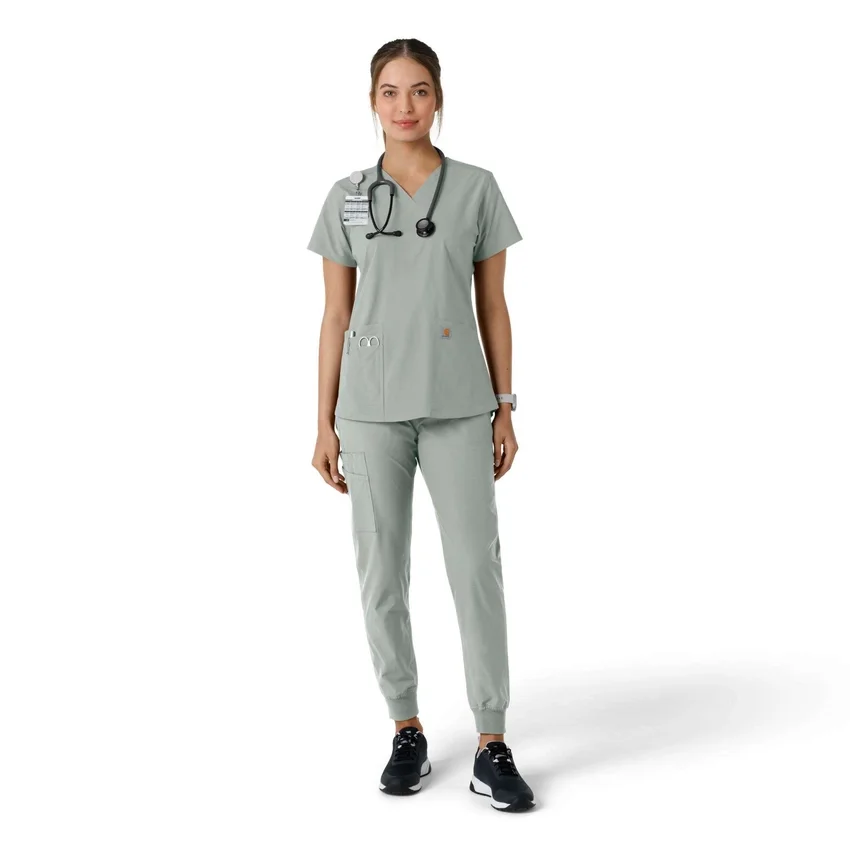 Force Essentials V-hals strikpanelet-scrubbluse til kvinder