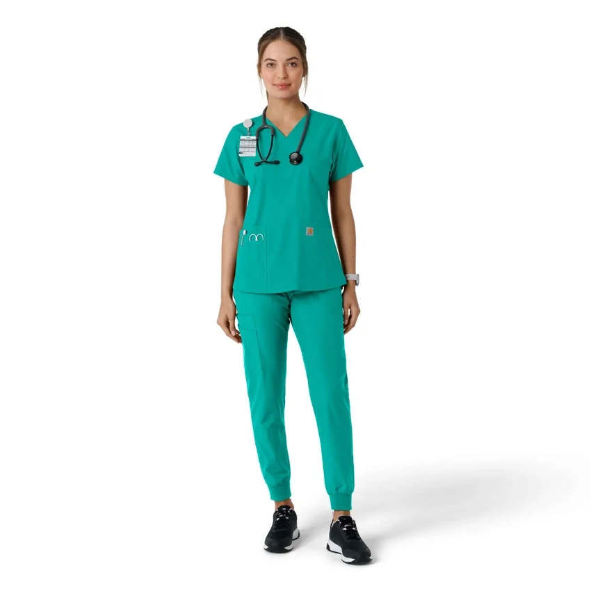 Force Essentials V-hals strikpanelet-scrubbluse til kvinder