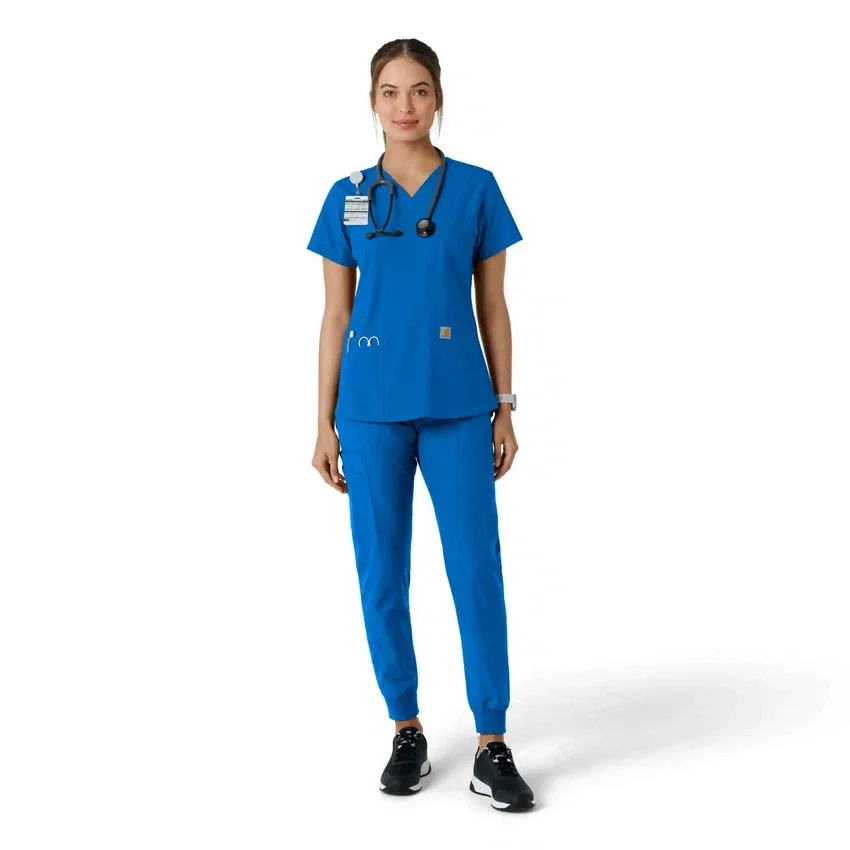 Force Essentials V-hals strikpanelet-scrubbluse til kvinder