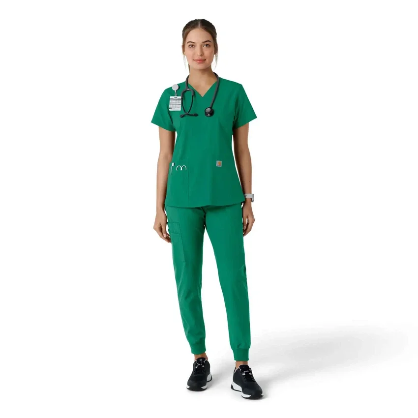 Force Essentials V-hals strikpanelet-scrubbluse til kvinder