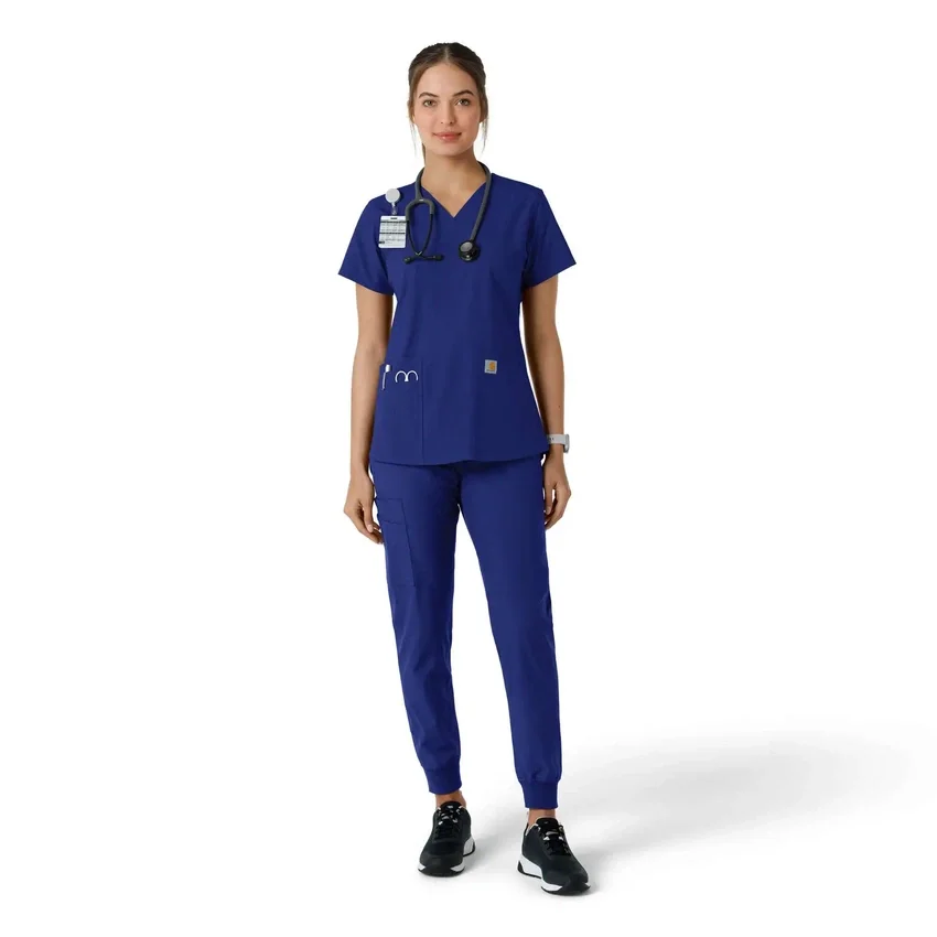 Force Essentials V-hals strikpanelet-scrubbluse til kvinder