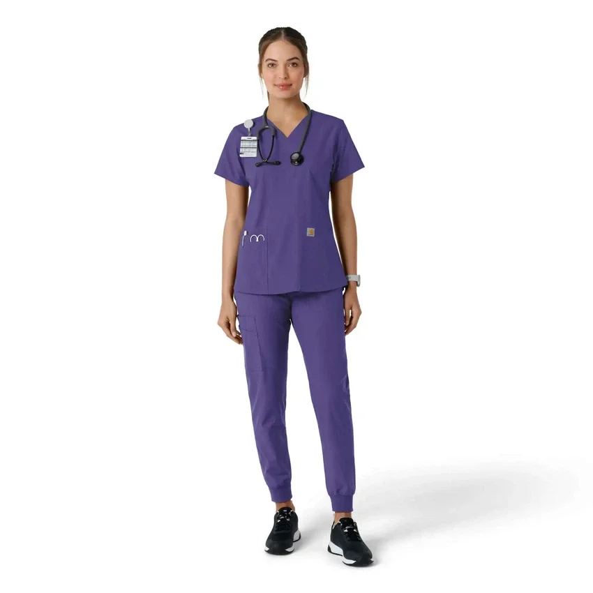 Force Essentials V-hals strikpanelet-scrubbluse til kvinder