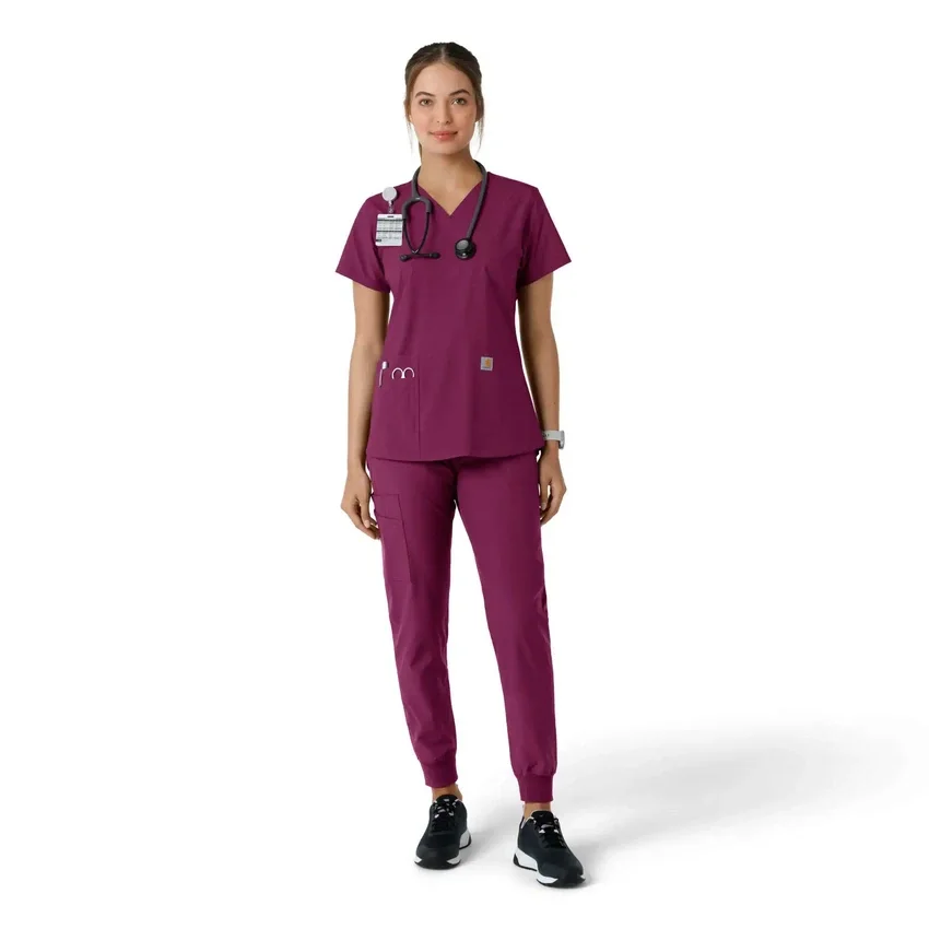 Force Essentials V-hals strikpanelet-scrubbluse til kvinder