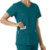 Force Essentials V-hals strikpanelet-scrubbluse til kvinder