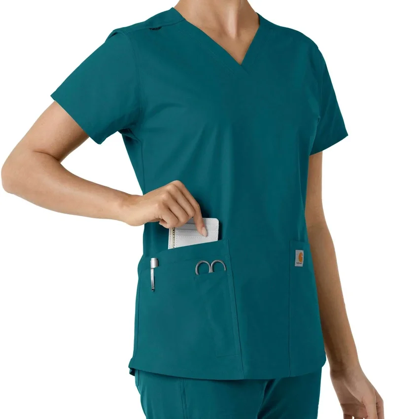Force Essentials V-hals strikpanelet-scrubbluse til kvinder