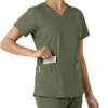 Force Essentials V-hals strikpanelet-scrubbluse til kvinder