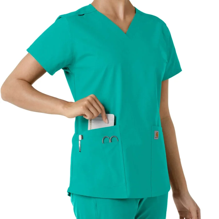 Force Essentials V-hals strikpanelet-scrubbluse til kvinder