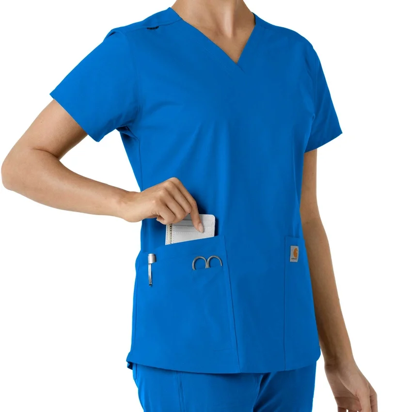 Force Essentials V-hals strikpanelet-scrubbluse til kvinder