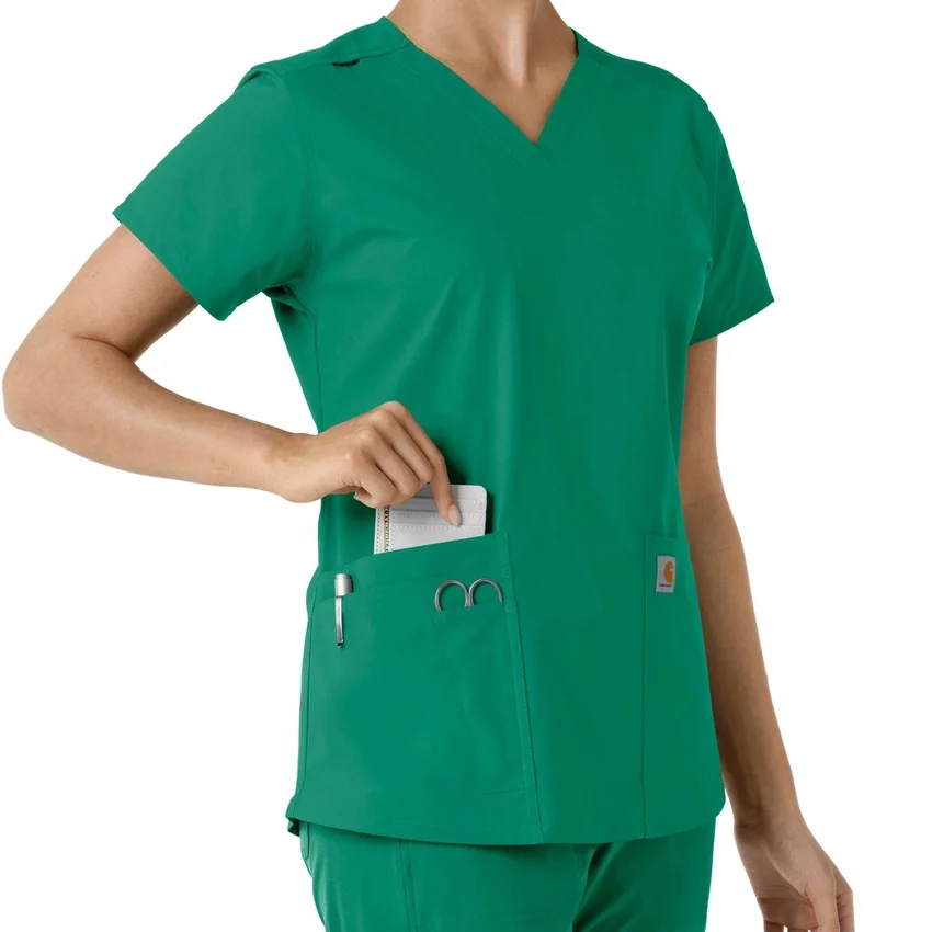 Force Essentials V-hals strikpanelet-scrubbluse til kvinder