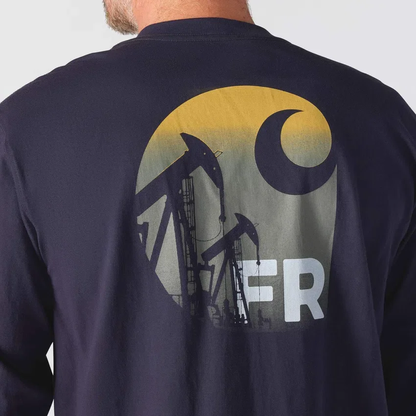 Force Irvine FR langærmet T-shirt med olierig-motiv til mænd – flammehæmmende skjorter