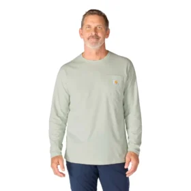 Force langærmet, svedtransporterende T-shirt med lomme til mænd