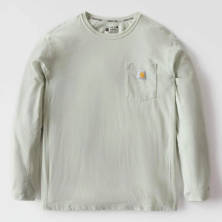 Force langærmet, svedtransporterende T-shirt med lomme til mænd