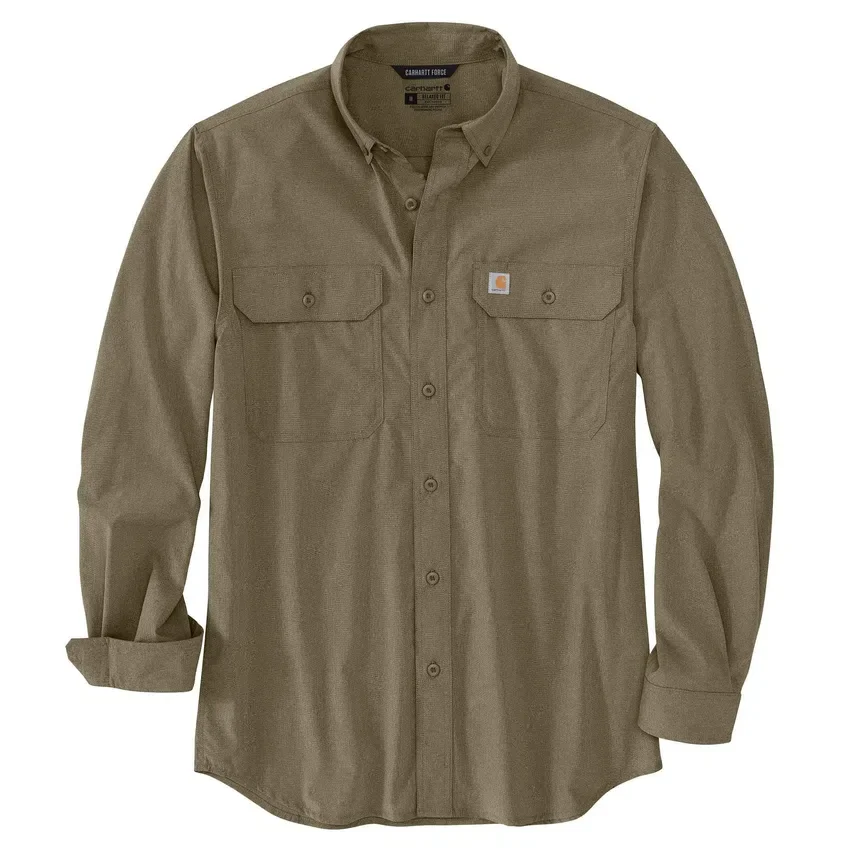 Force Sun Defender™ Chambray langærmet skjorte i afslappet pasform til mænd – solbeskyttende skjorter