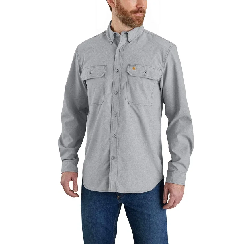Force Sun Defender™ Chambray langærmet skjorte i afslappet pasform til mænd – solbeskyttende skjorter