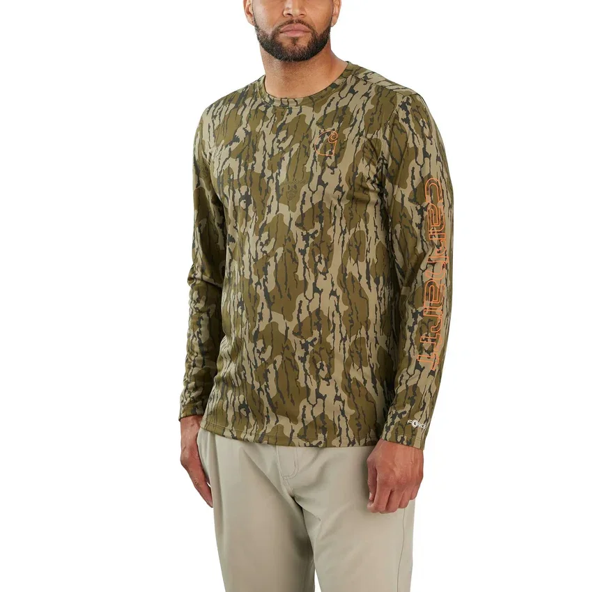 Force Sun Defender UPF 50+ camouflage-t-shirt med lange løse ærmer til mænd – solbeskyttelseskjorter
