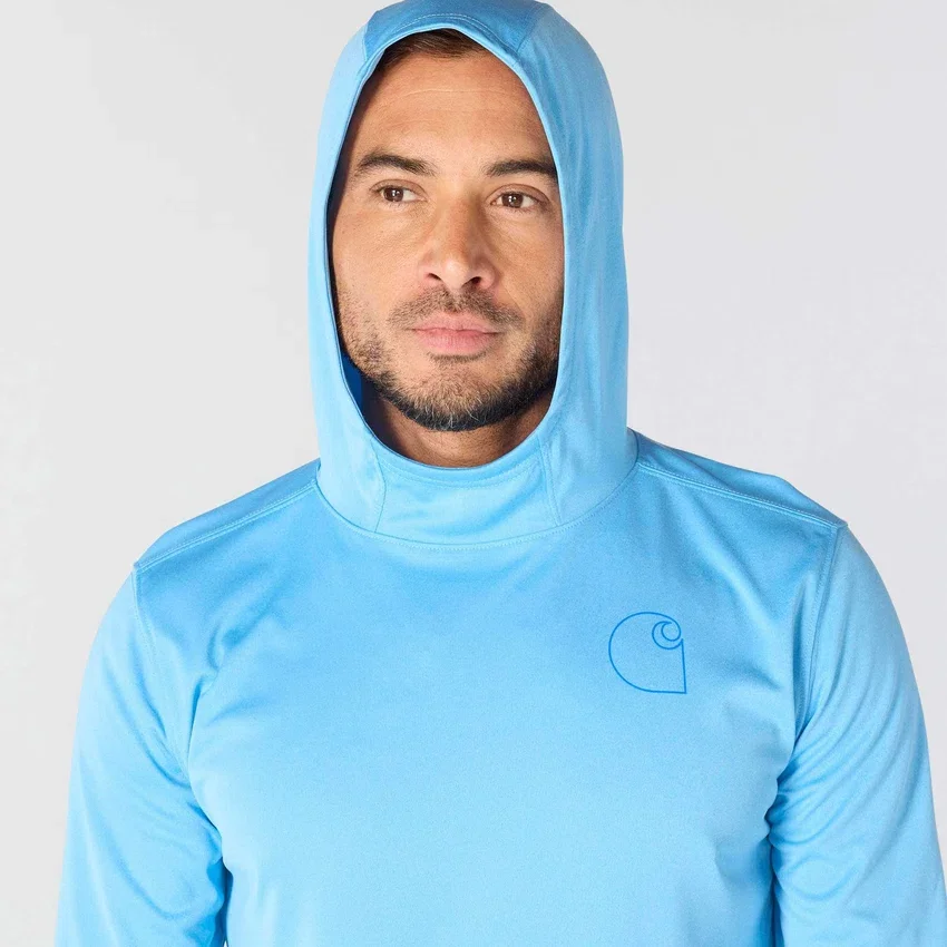 Force Sun Defender UPF 50+ letvægts-hoodie med lange løse ærmer og fugttransporterende egenskaber til mænd – solbeskyttende Hættetrøjer