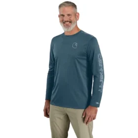 Force Sun Defender UPF 50+ letvægts T-shirt med lange løse ærmer og svedtransporterende egenskaber til mænd – solbeskyttende skjorter