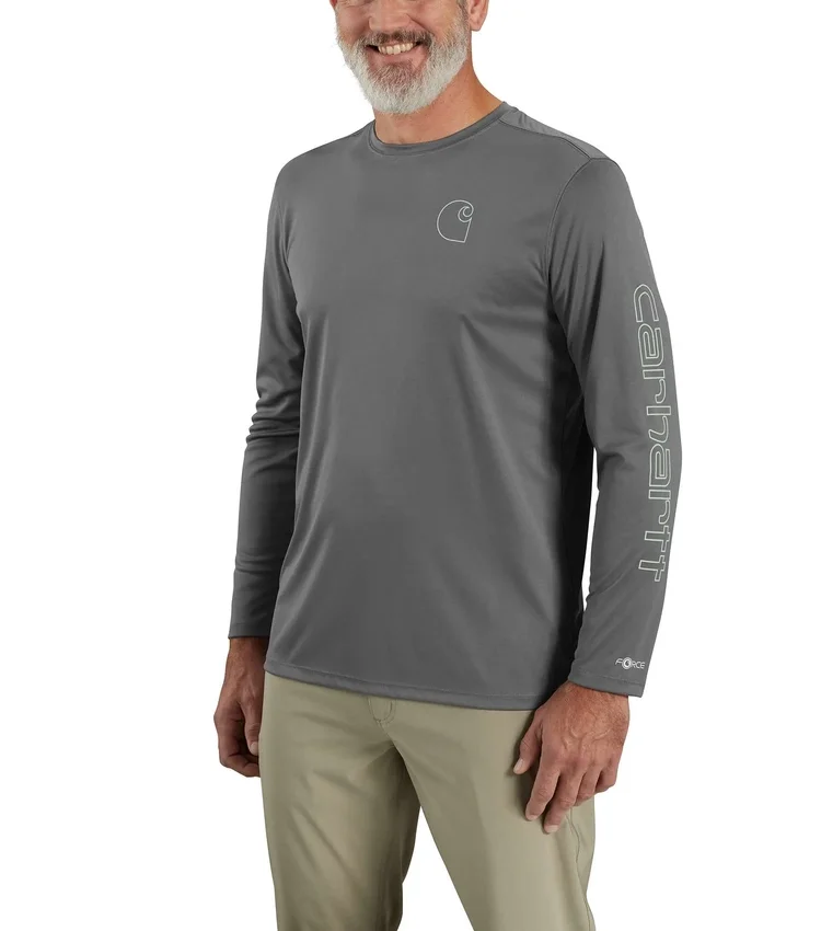 Force Sun Defender UPF 50+ letvægts T-shirt med lange løse ærmer og svedtransporterende egenskaber til mænd – solbeskyttende skjorter
