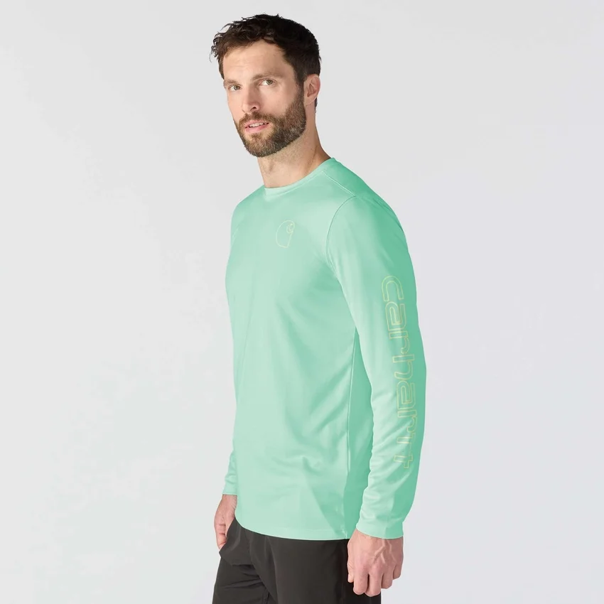 Force Sun Defender UPF 50+ letvægts T-shirt med lange løse ærmer og svedtransporterende egenskaber til mænd – solbeskyttende skjorter