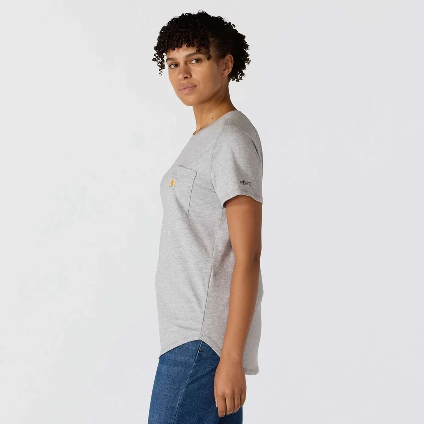 Force T-shirt med lommer i afslappet pasform til kvinder, der transporterer fugt