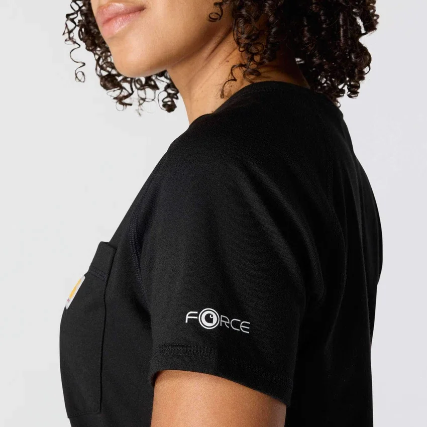 Force T-shirt med lommer i afslappet pasform til kvinder, der transporterer fugt