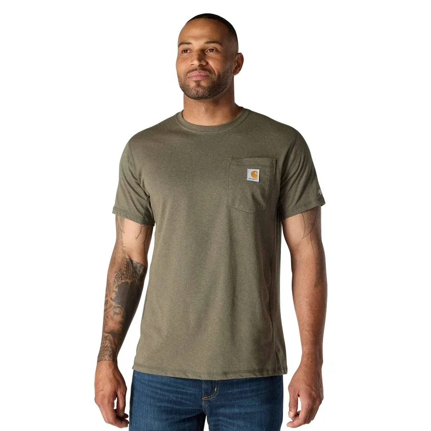Force T-shirt til mænd med afslappet pasform, fugttransporterende og lommer