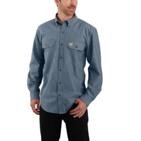 Herre-chambray-skjorte med løse ærmer og lange ærmer – Arbejdsskjorter til mænd