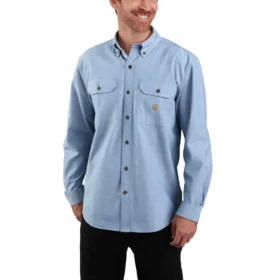 Herre-chambray-skjorte med løse ærmer og lange ærmer – Arbejdsskjorter til mænd