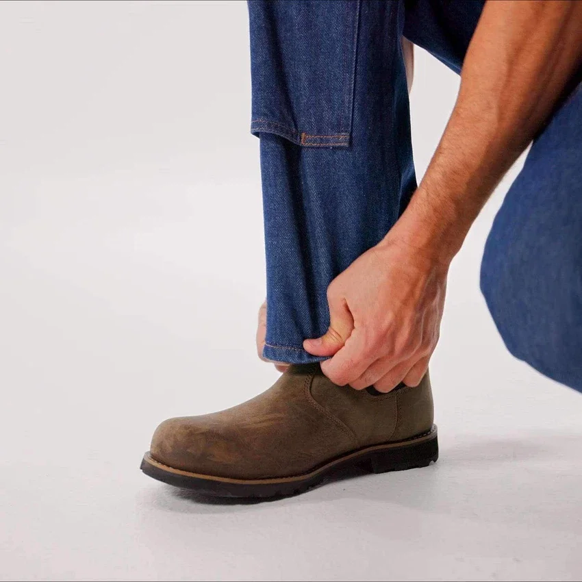 Herre-jeans fra Crafted-serien med løs pasform, lige ben og dobbelt forstærkning ved knæene