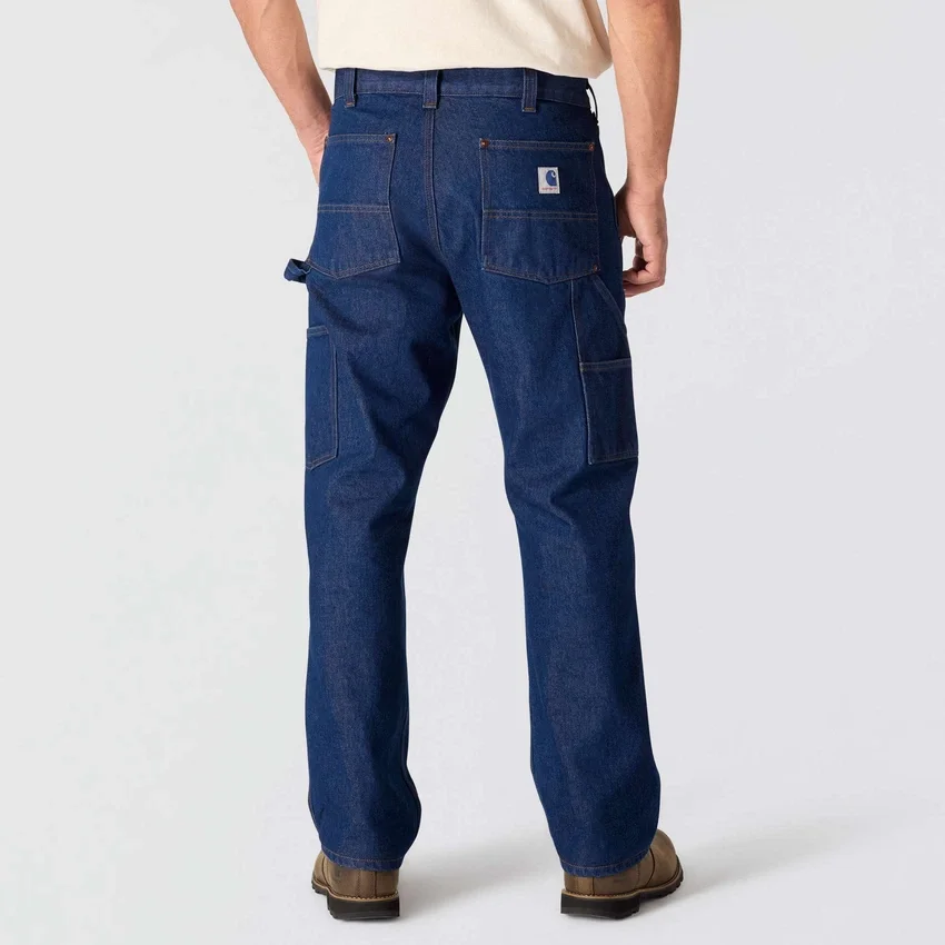 Herre-jeans fra Crafted-serien med løs pasform, lige ben og dobbelt forstærkning ved knæene