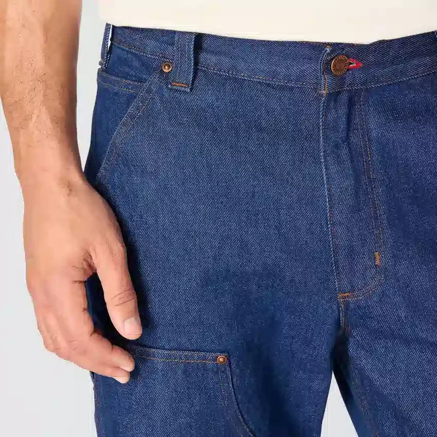 Herre-jeans fra Crafted-serien med løs pasform, lige ben og dobbelt forstærkning ved knæene