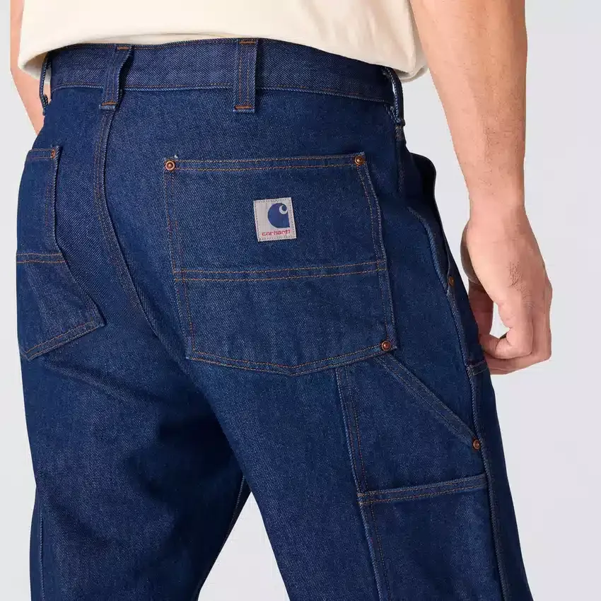 Herre-jeans fra Crafted-serien med løs pasform, lige ben og dobbelt forstærkning ved knæene