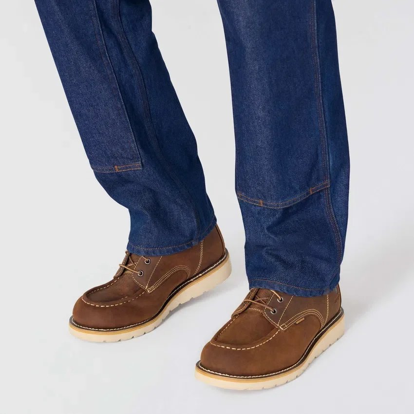 Herre-jeans fra Crafted-serien med løs pasform, lige ben og dobbelt forstærkning ved knæene